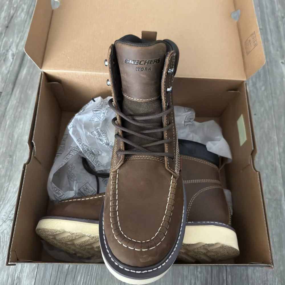 Men's Skechers Kadmiel Bennot Work‎ Boot Brown 200180 Size US 10.5